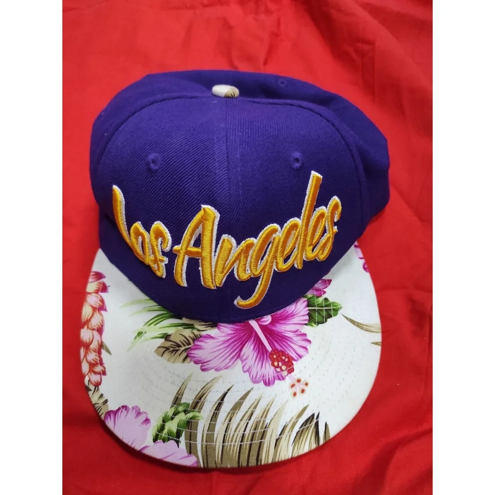 Hat Unisex Purple Floral Under Brim